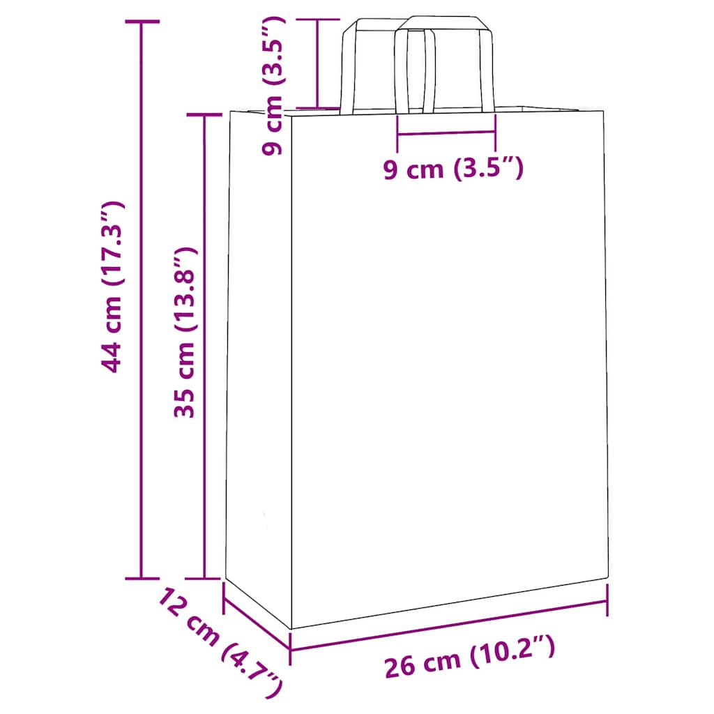 Paper Bags 50 pcs with Handles Yellow 26x12x35 cm