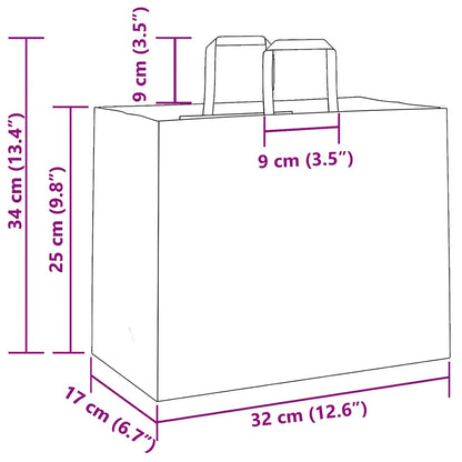 Paper Bags 50 pcs with Handles Yellow 32x17x25 cm