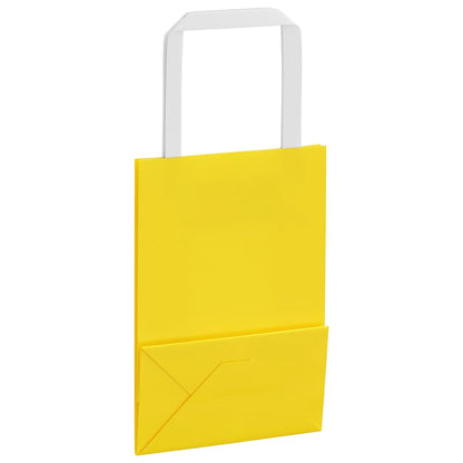 Paper Bags 250 pcs with Handles Yellow 15x8x21 cm