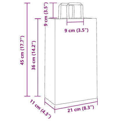 Paper Bags 250 pcs with Handles Yellow 21x11x36 cm