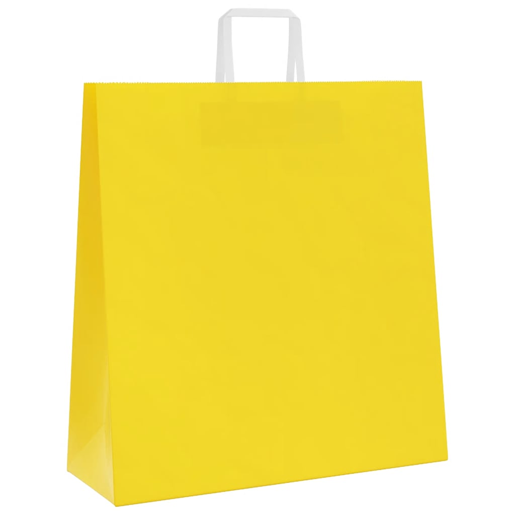 Paper Bags 250 pcs with Handles Yellow 45x17x48 cm