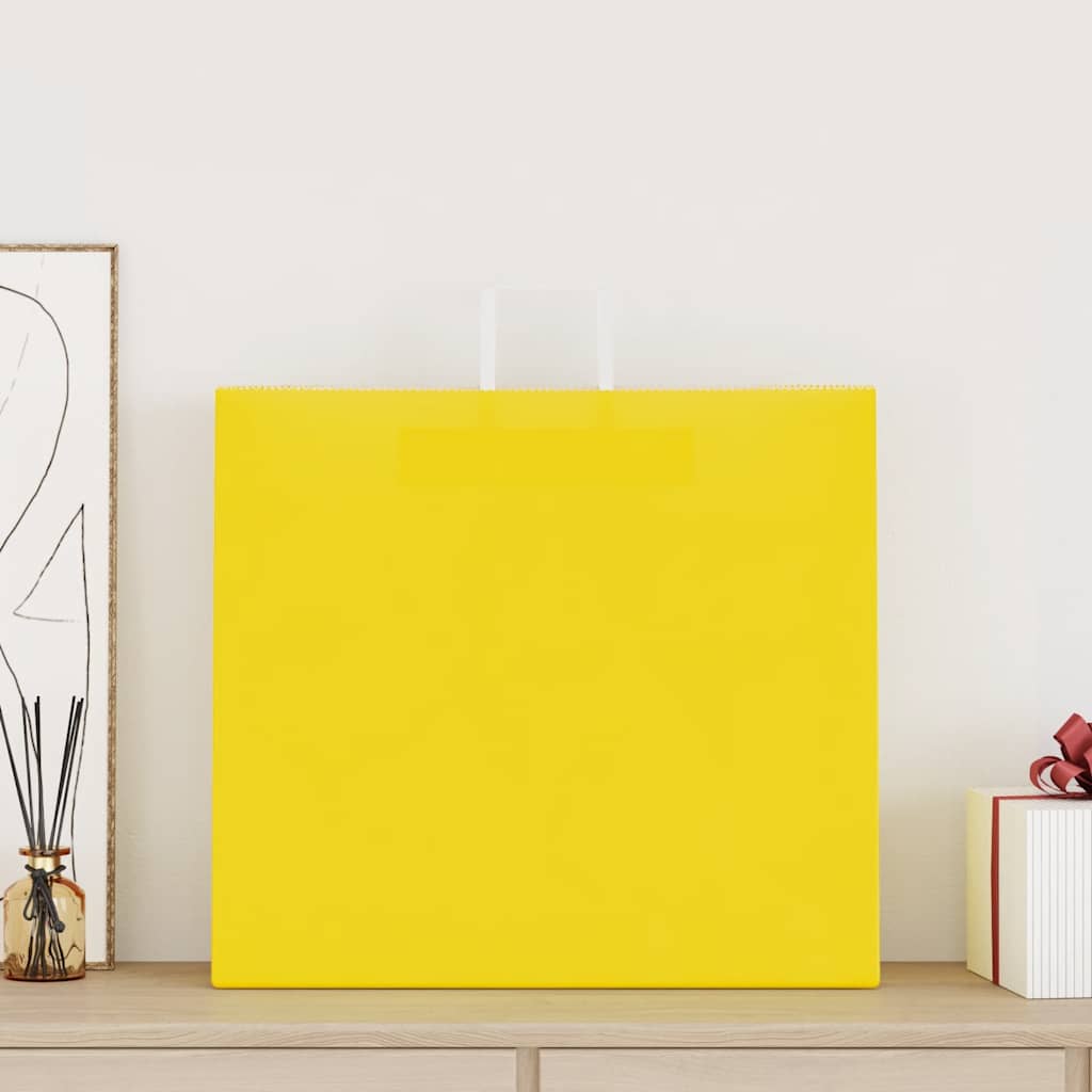 Paper Bags 250 pcs with Handles Yellow 54x15x49 cm