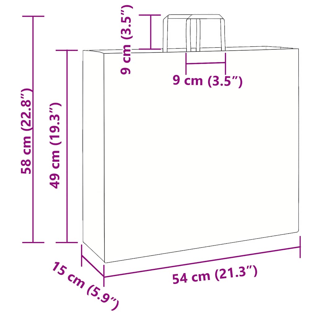 Paper Bags 250 pcs with Handles Yellow 54x15x49 cm