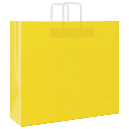 Paper Bags 250 pcs with Handles Yellow 54x15x49 cm