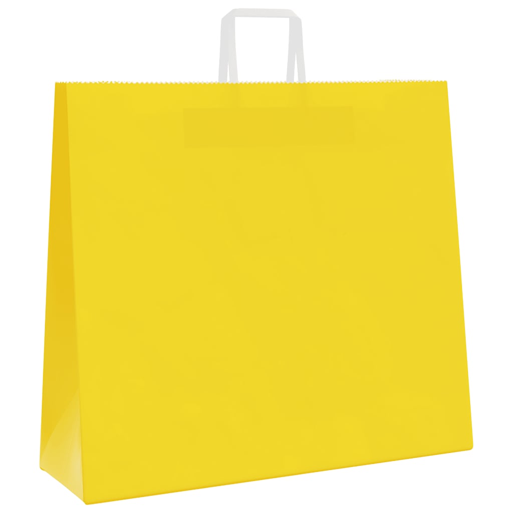Paper Bags 250 pcs with Handles Yellow 54x15x49 cm