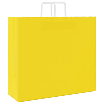Paper Bags 250 pcs with Handles Yellow 54x15x49 cm