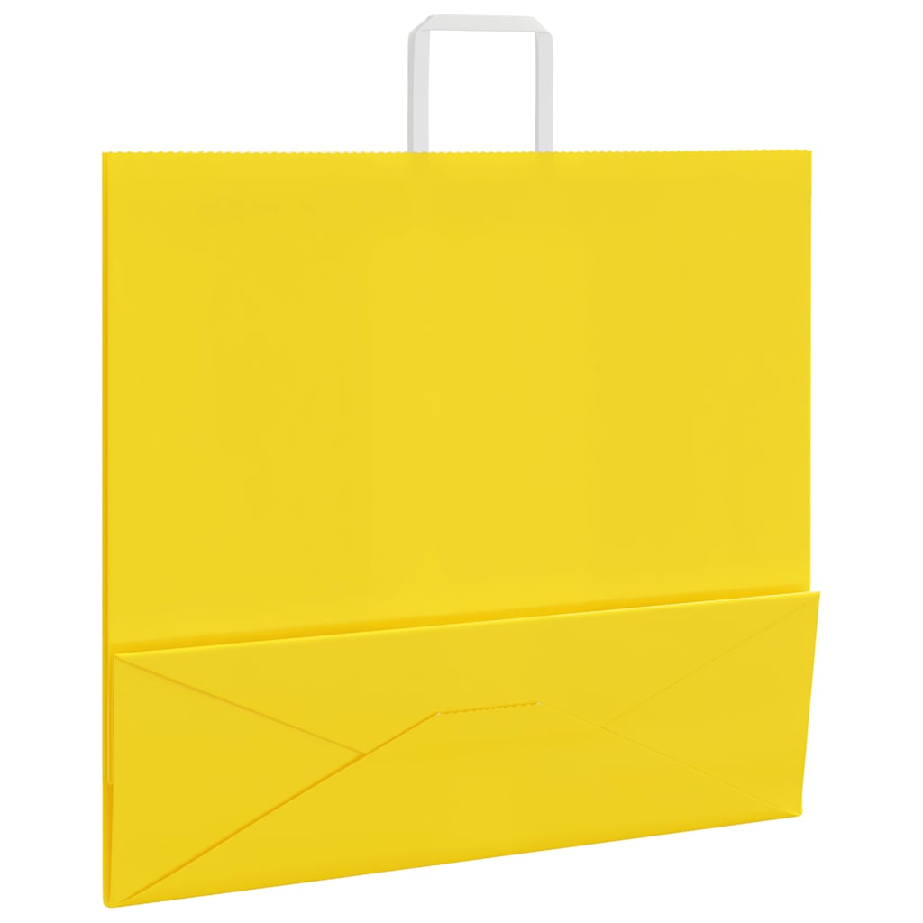 Paper Bags 250 pcs with Handles Yellow 54x15x49 cm