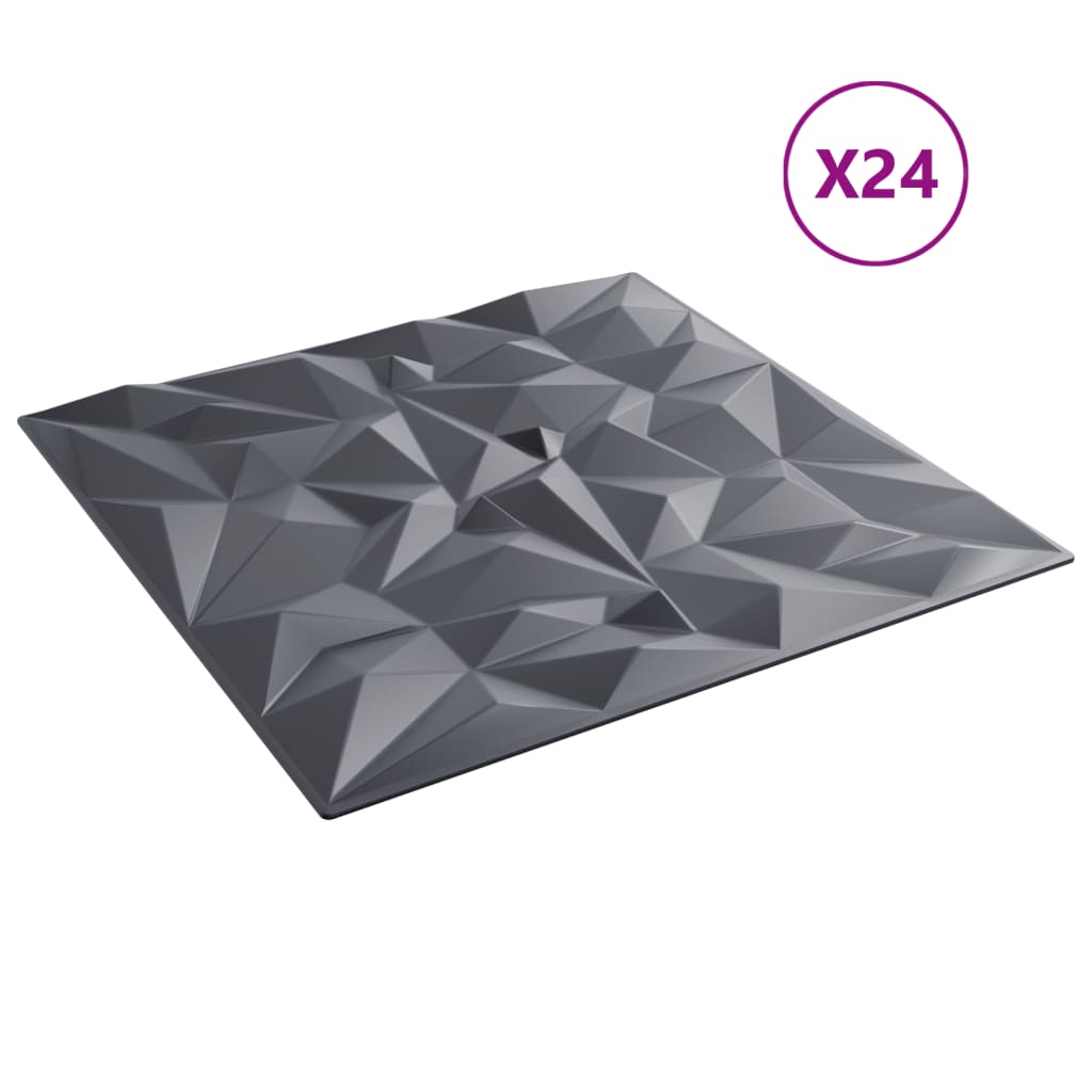 Wall Panels 24 pcs Grey 50x50 cm XPS 6 m² Amethyst