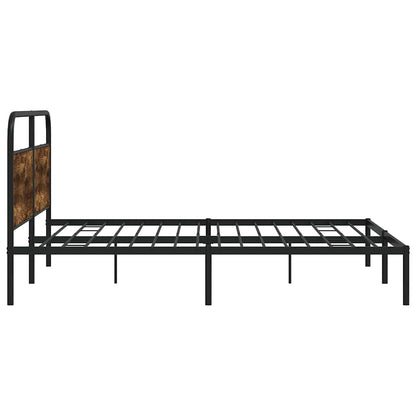 Metal Bed Frame without Mattress Smoked Oak 200x200 cm