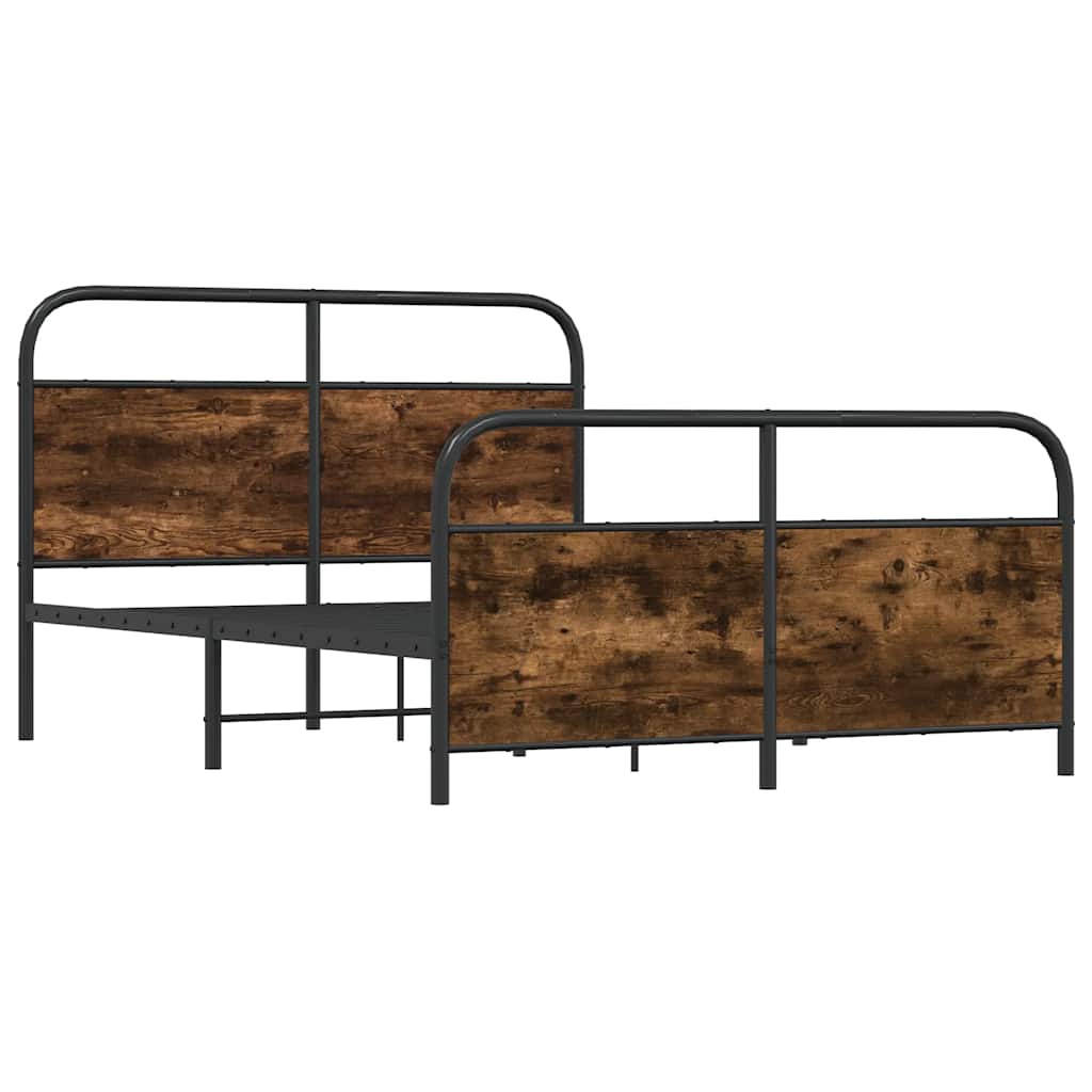 Metal Bed Frame without Mattress Smoked Oak 140x190 cm