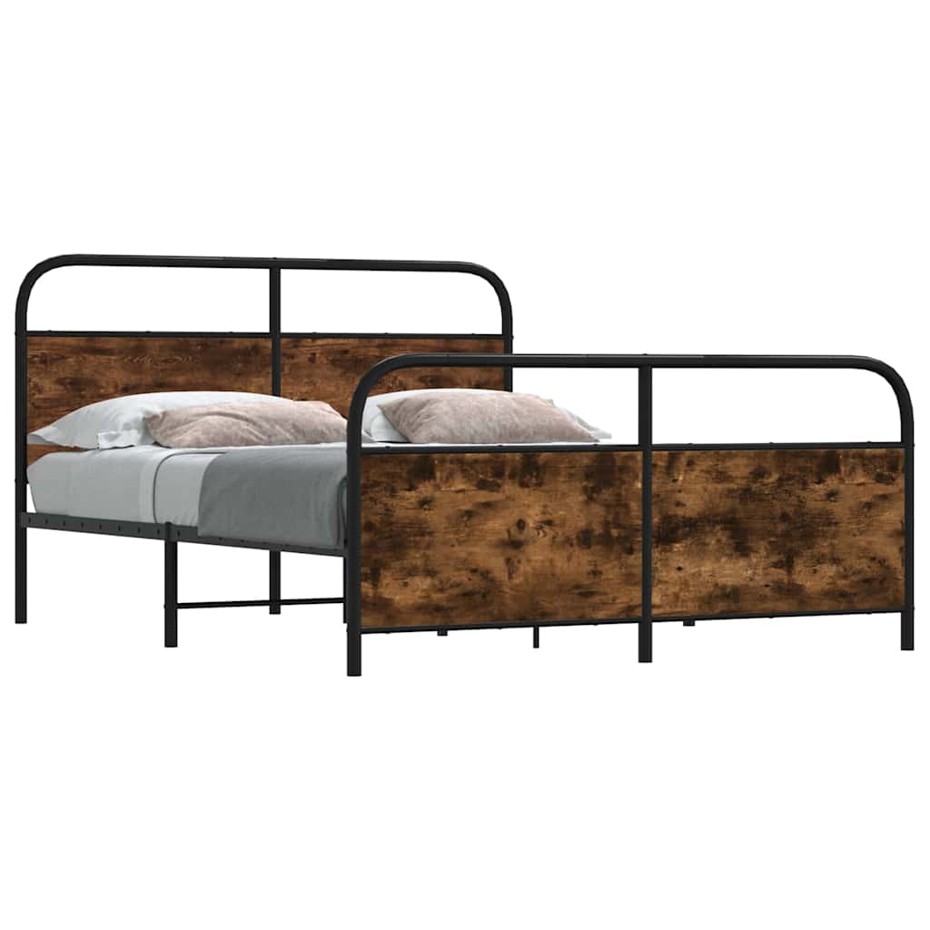 Metal Bed Frame without Mattress Smoked Oak 180x200 cm Super King