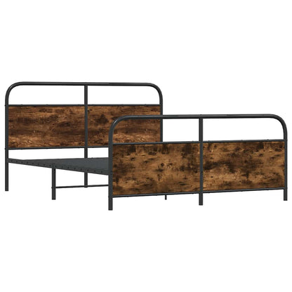 Metal Bed Frame without Mattress Smoked Oak 193x203 cm