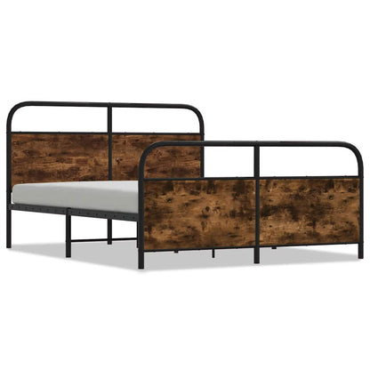 Metal Bed Frame without Mattress Smoked Oak 200x200 cm