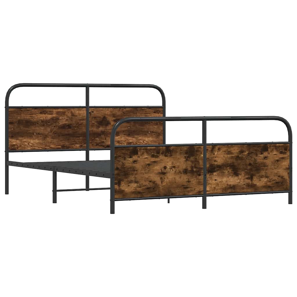 Metal Bed Frame without Mattress Smoked Oak 200x200 cm