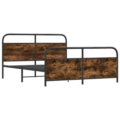 Metal Bed Frame without Mattress Smoked Oak 200x200 cm