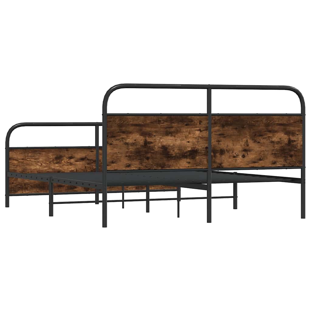Metal Bed Frame without Mattress Smoked Oak 200x200 cm