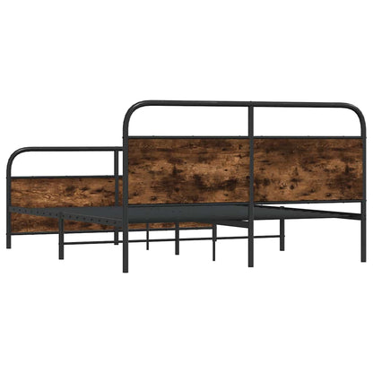 Metal Bed Frame without Mattress Smoked Oak 200x200 cm