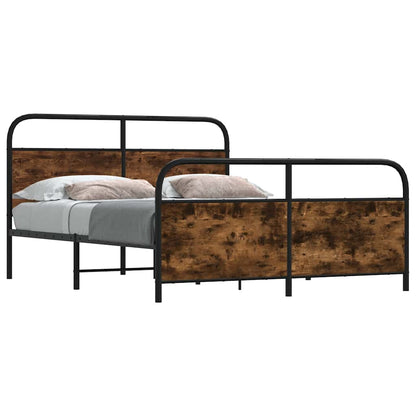 Metal Bed Frame without Mattress Smoked Oak 200x200 cm