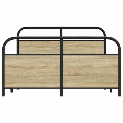 Metal Bed Frame without Mattress Sonoma Oak 137x190 cm