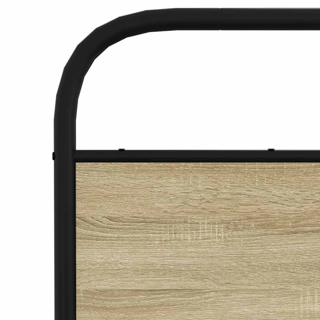 Metal Bed Frame without Mattress Sonoma Oak 140x190 cm