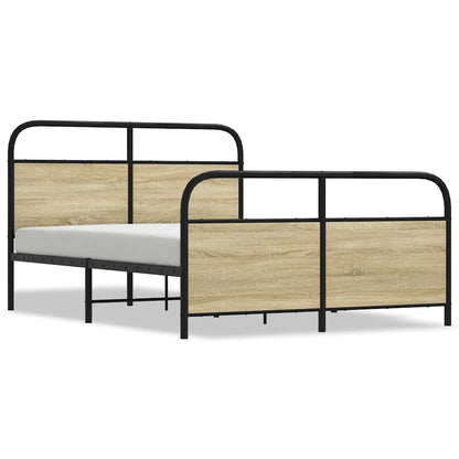 Metal Bed Frame without Mattress Sonoma Oak 140x200 cm