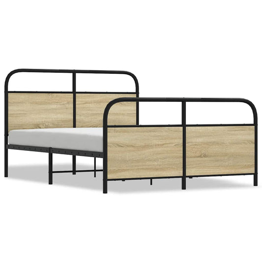 Metal Bed Frame without Mattress Sonoma Oak 140x200 cm