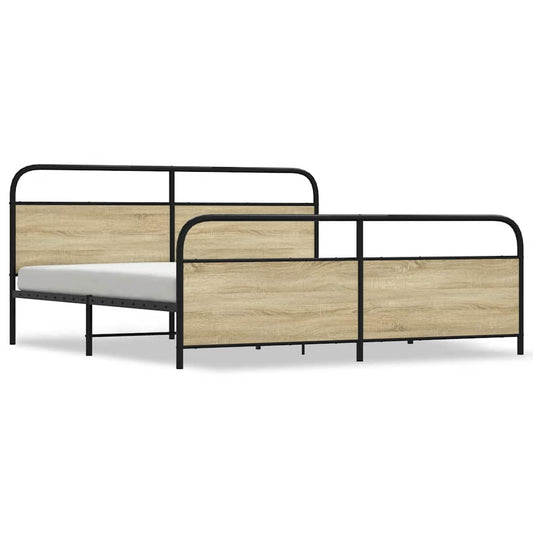 Metal Bed Frame without Mattress Sonoma Oak 183x213 cm