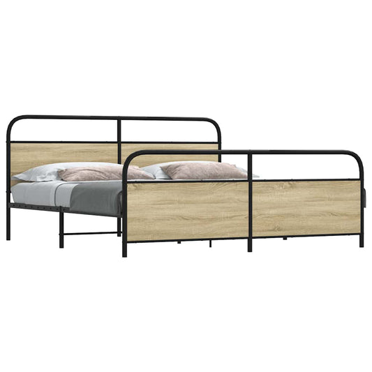 Metal Bed Frame without Mattress Sonoma Oak 200x200 cm