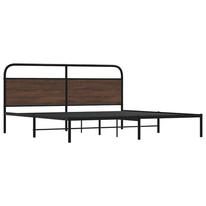 Metal Bed Frame without Mattress Brown Oak 180x200 cm Super King