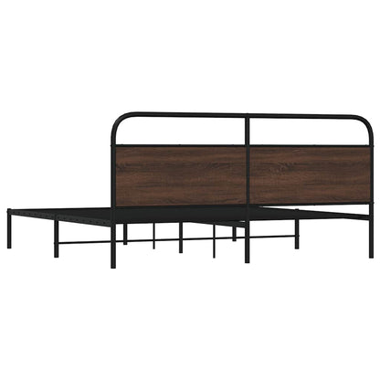 Metal Bed Frame without Mattress Brown Oak 180x200 cm Super King
