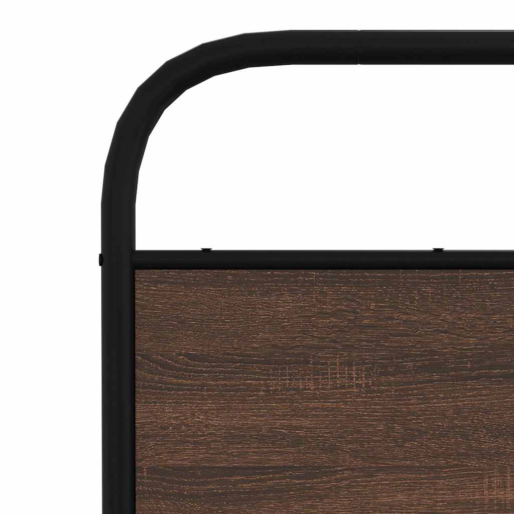 Metal Bed Frame without Mattress Brown Oak 140x200 cm