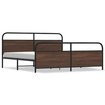 Metal Bed Frame without Mattress Brown Oak 183x213 cm