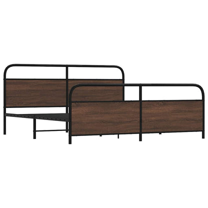 Metal Bed Frame without Mattress Brown Oak 193x203 cm