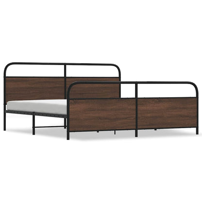 Metal Bed Frame without Mattress Brown Oak 200x200 cm