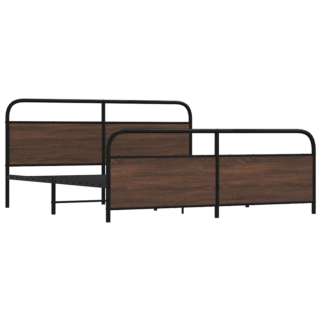 Metal Bed Frame without Mattress Brown Oak 200x200 cm
