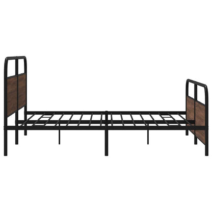 Metal Bed Frame without Mattress Brown Oak 200x200 cm