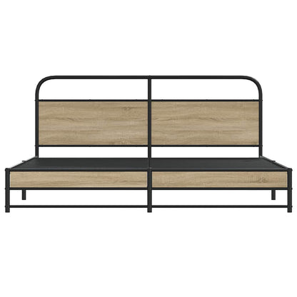 Metal Bed Frame without Mattress Smoked Oak 200x200 cm