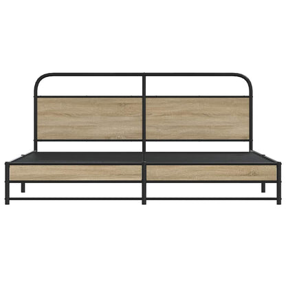 Metal Bed Frame without Mattress Smoked Oak 183x213 cm