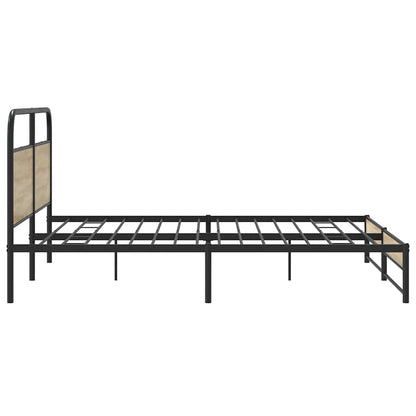 Metal Bed Frame without Mattress Smoked Oak 200x200 cm