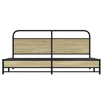 Metal Bed Frame without Mattress Sonoma Oak 183x213 cm