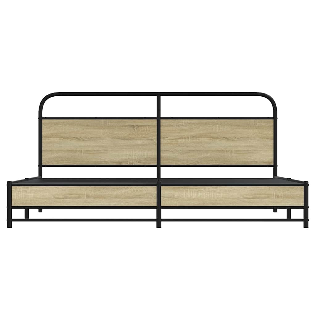 Metal Bed Frame without Mattress Sonoma Oak 200x200 cm