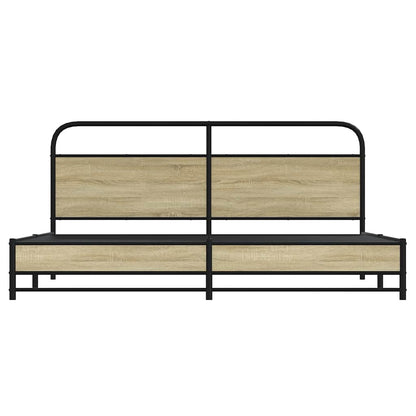 Metal Bed Frame without Mattress Sonoma Oak 200x200 cm