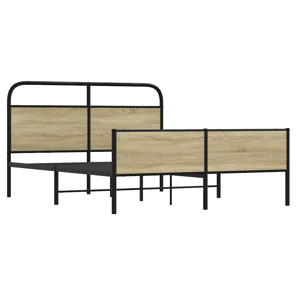 Metal Bed Frame without Mattress Sonoma Oak 160x200 cm