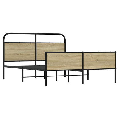 Metal Bed Frame without Mattress Sonoma Oak 160x200 cm