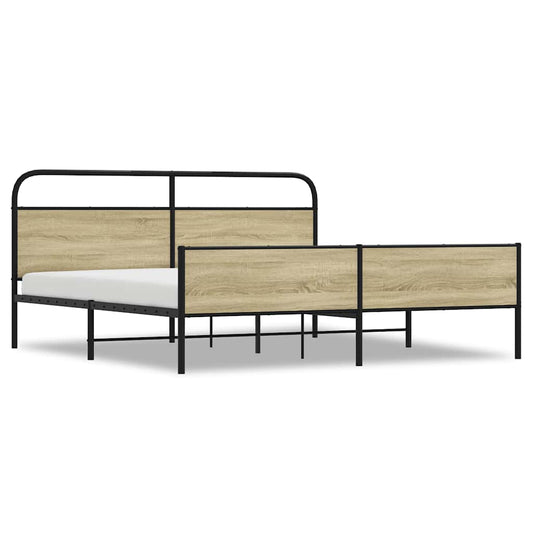 Metal Bed Frame without Mattress Sonoma Oak 180x200 cm Super King