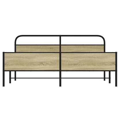 Metal Bed Frame without Mattress Sonoma Oak 193x203 cm