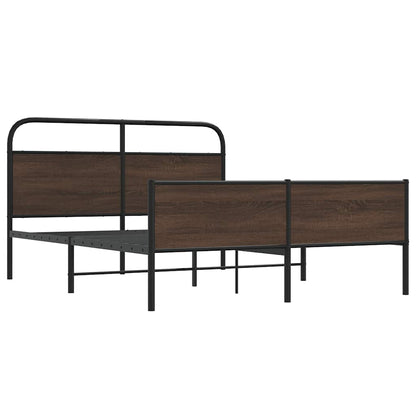 Metal Bed Frame without Mattress Brown Oak 150x200 cm King Size