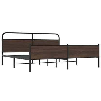 Metal Bed Frame without Mattress Brown Oak 200x200 cm
