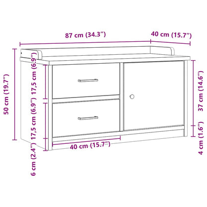 Hallway Bench SANDNES 87x40x50 cm Solid Wood Pine