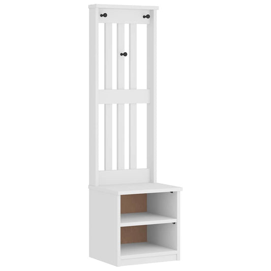 Hall Tree SANDNES White 45x40x159.5 cm Solid Wood Pine